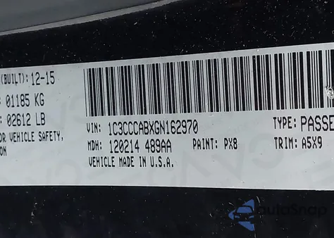 2016 Chrysler 200 Limited из США, поврежденный, VIN 1C3CCCABXGN162970